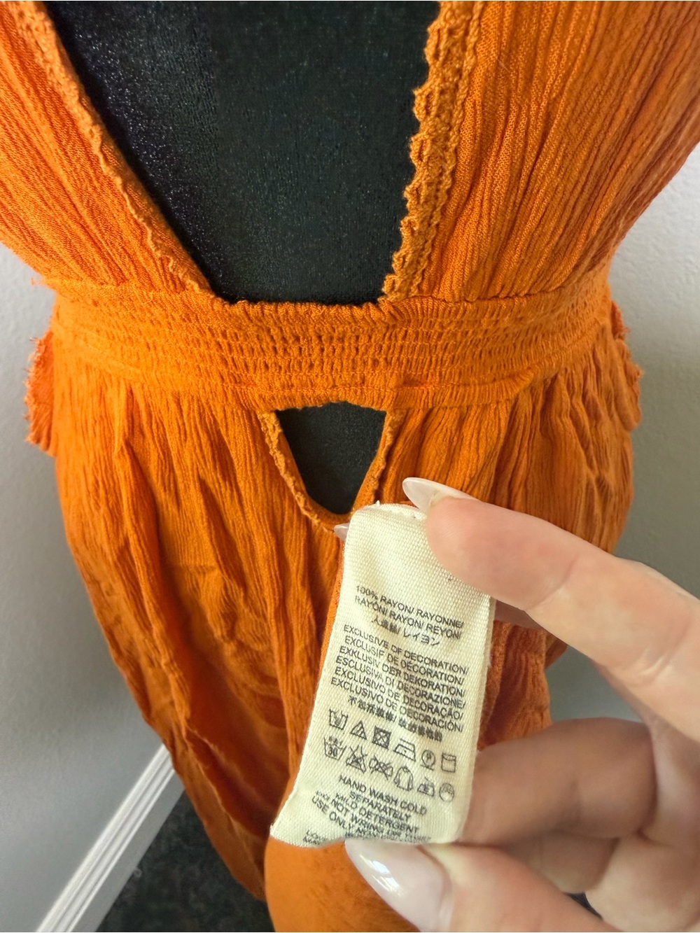 Free People Frayed Orange Look Into the Sun Maxi Dress Halter Bohemian Boho - Picture 11 of 16